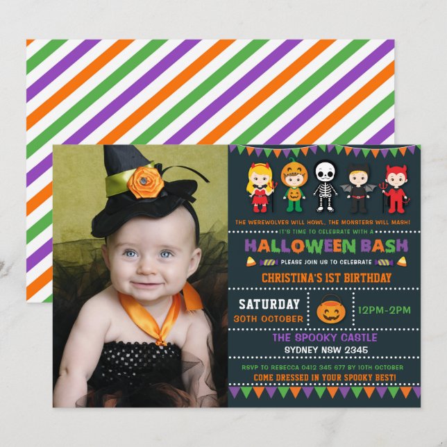 Halloween Costume Party Spooky Kids Birthday Party Invitation (Front/Back)