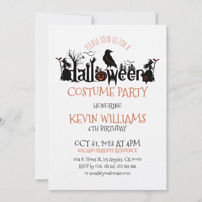 Halloween Costume Party SpookyHalloween Typography Invitation (Front)