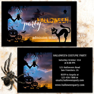 Halloween Costume Party Ticket Business Card