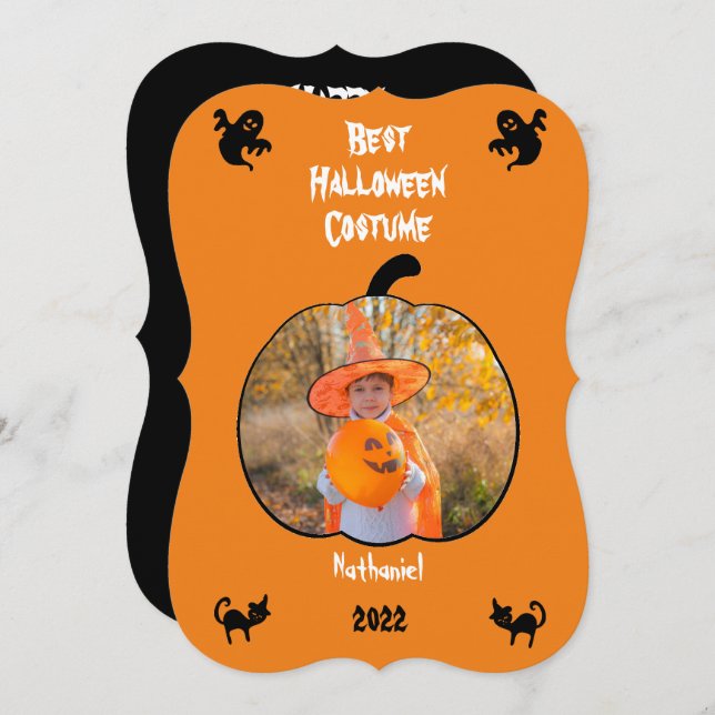 Halloween Costume Personalised Photo Holiday Card (Front/Back)