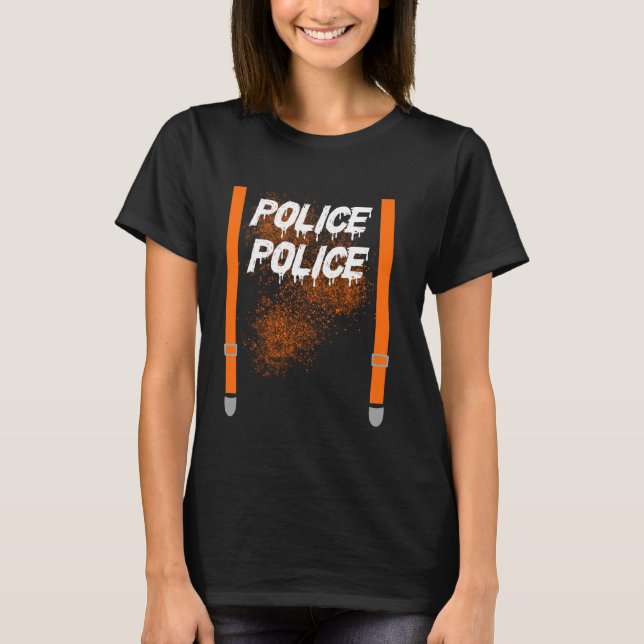 Halloween Costume Police Officer Blue Line Love Me T-Shirt (Front)