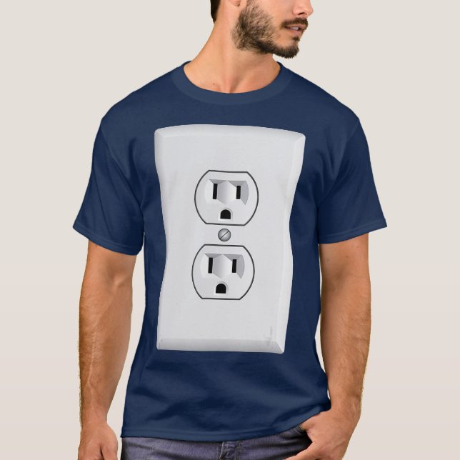Halloween Costume Power Socket funny electrician T-Shirt (Front)