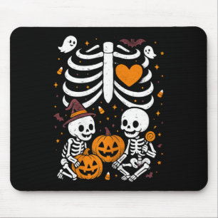 Halloween Costume Pregnant Woman Twins Pumpkin Rib Mouse Pad
