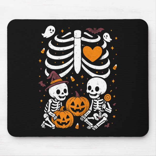 Halloween Costume Pregnant Woman Twins Pumpkin Rib Mouse Pad (Front)
