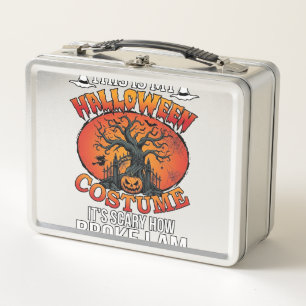 Halloween Costume Scary Broke Pumpkin Spooky Tree Metal Lunch Box