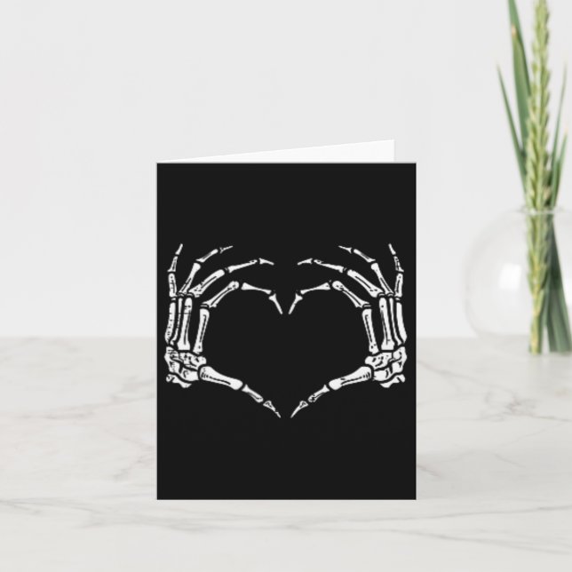 Halloween Costume Skeleton Hands Heart Sign Mens W Card (Front)