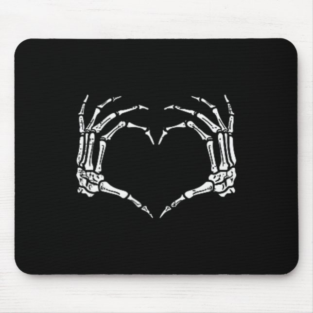 Halloween Costume Skeleton Hands Heart Sign Mens W Mouse Pad (Front)