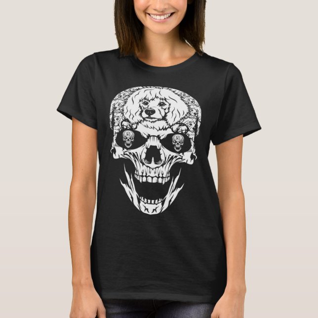 Halloween Costume Skull Poodle Dog T-Shirt (Front)
