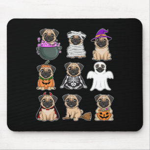 Halloween Costume Spooky Ghost Pumpkin Pug Hallowe Mouse Pad