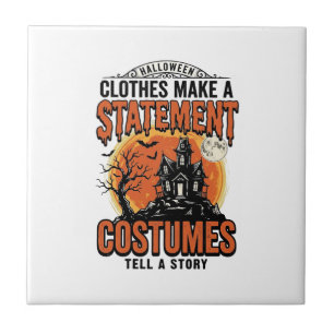Halloween Costume Statement Vintage Vector Shirt_1 Ceramic Tile