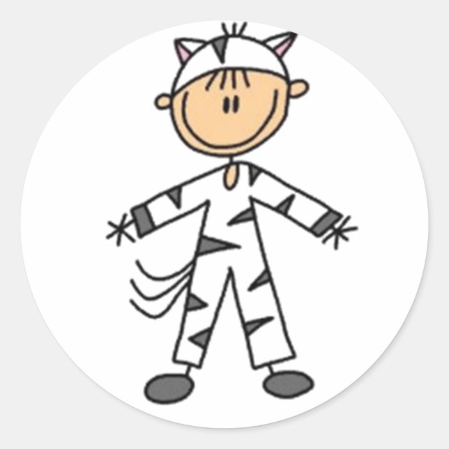 Halloween Costume Stick Figure Classic Round Sticker (Front)