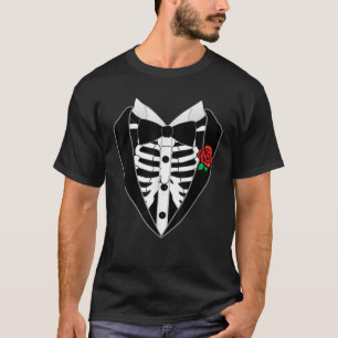 Halloween Costume Tuxedo Skeleton Bow Tie Tux Fun T-Shirt
