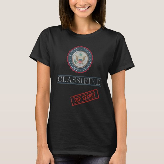 Halloween Costume USA Classified Secret Document E T-Shirt (Front)