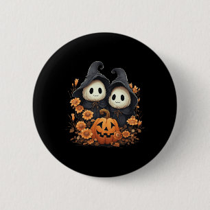 Halloween Costume Vintage Floral Ghost Pumpkin Fun 6 Cm Round Badge