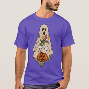 Halloween Costume Vintage Floral Ghost Pumpkin Fun T-Shirt