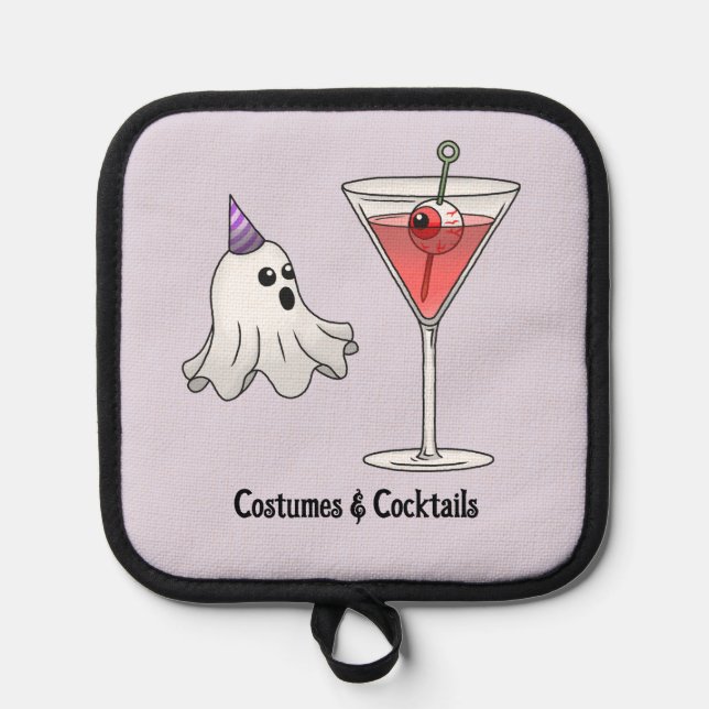Halloween Costumes & Cocktails Pot Holder (Front)