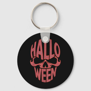 Halloween Costumes Skull Typography Graphic Creepy Key Ring