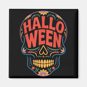 Halloween Costumes Skull Typography Graphic Creepy Magnet