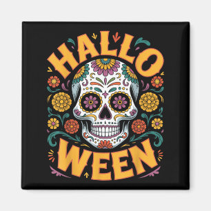 Halloween Costumes Skull Typography Graphic Creepy Magnet