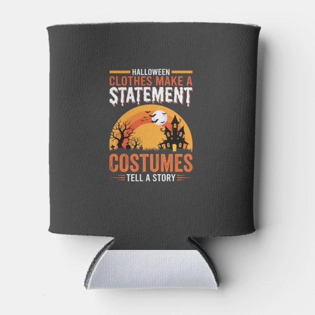 Halloween Costumes Statement Haunted House Design Can Cooler (Front)
