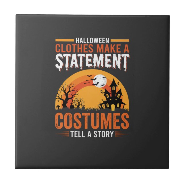 Halloween Costumes Statement Haunted House Design Ceramic Tile (Front)