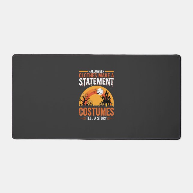 Halloween Costumes Statement Haunted House Design Desk Mat (Front)