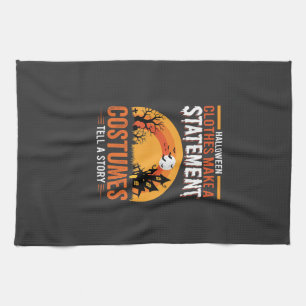 Halloween Costumes Statement Haunted House Design Tea Towel