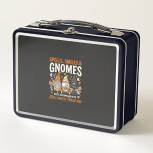 Halloween Cosy Gnome Gathering Metal Lunch Box