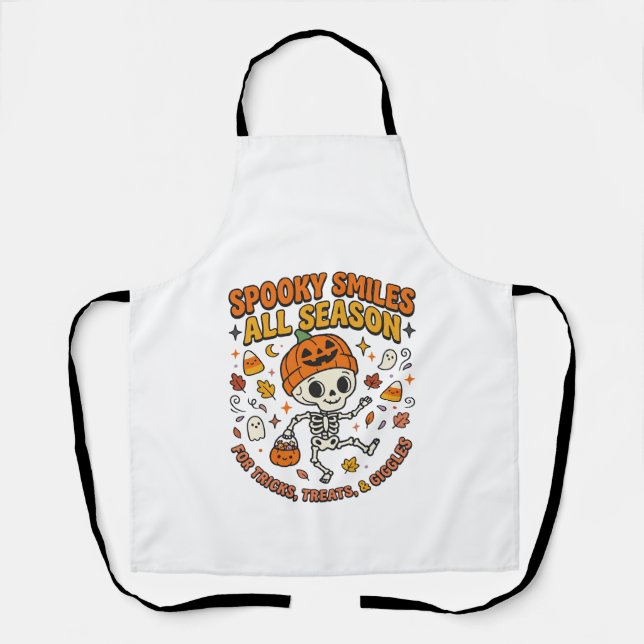 Halloween Cosy Skeleton Celebration Apron (Front)