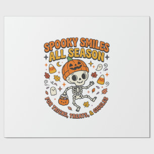 Halloween Cosy Skeleton Celebration Wrapping Paper