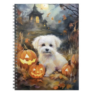 Halloween Coton De Tulear With Pumpkins Scary Notebook