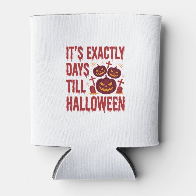 Halloween Countdown Pumpkins Graveyard Horror Typo Can Cooler (Front)