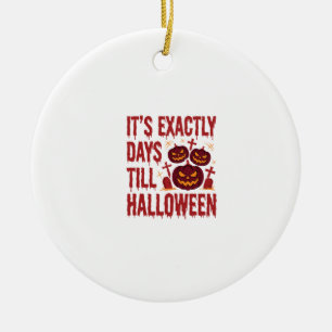 Halloween Countdown Pumpkins Graveyard Horror Typo Ceramic Ornament
