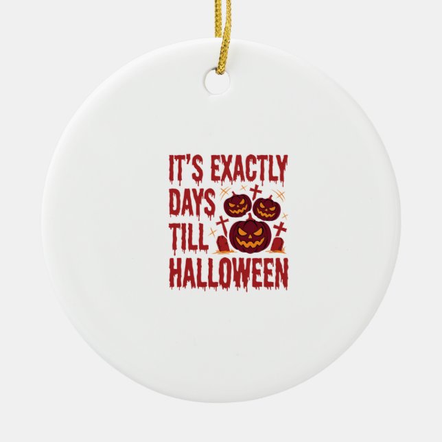 Halloween Countdown Pumpkins Graveyard Horror Typo Ceramic Ornament (Front)