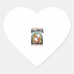 Halloween Countdown Shirt Vintage Graveyard Graphi Heart Sticker