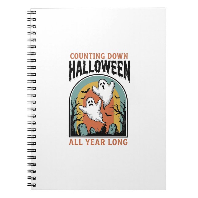 Halloween Countdown Shirt Vintage Graveyard Graphi Notebook (Front)