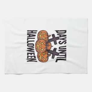 Halloween Countdown Shirt Vintage Pumpkin Design_1 Tea Towel