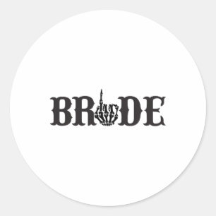 Halloween Couple Bride Groom Skeleton Matching Bri Classic Round Sticker