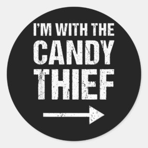 Halloween Couples Costume Shirt With The Candy Classic Round Sticker