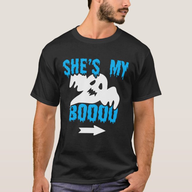Halloween Couples She s My Boo Ghost T-Shirt (Front)