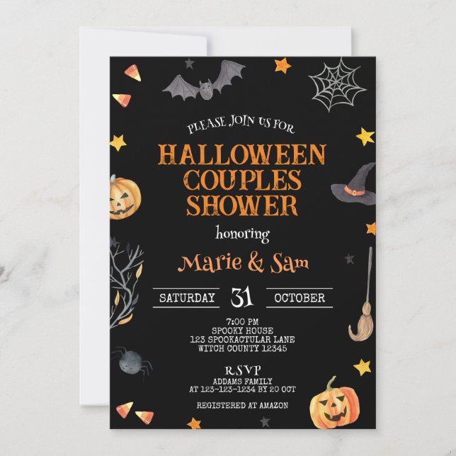 Halloween Couples Shower, Baby Shower Invitation (Front)