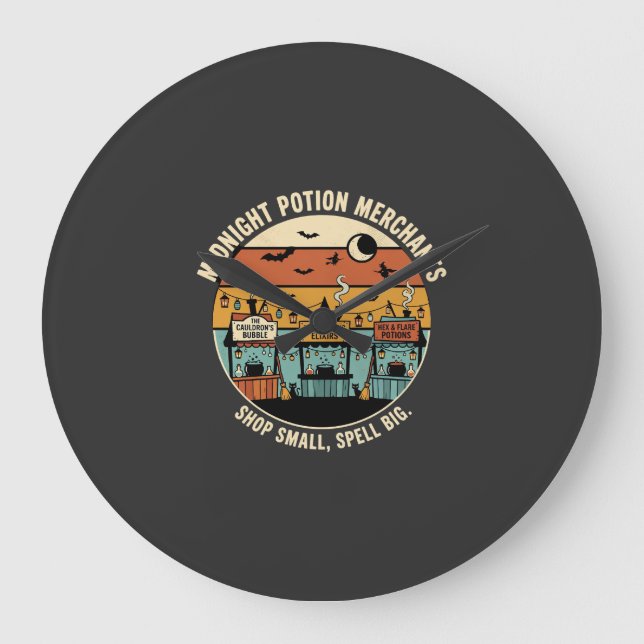 Halloween Coven Night Market Large Clock (Front)