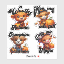Halloween Cow and Jack-o'-Lanterns Sticker Sheet