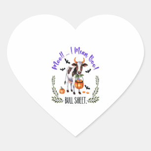 Halloween Cow Bull Sheet Heart Sticker