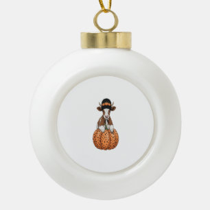 Halloween Cow Ceramic Ball Christmas Ornament
