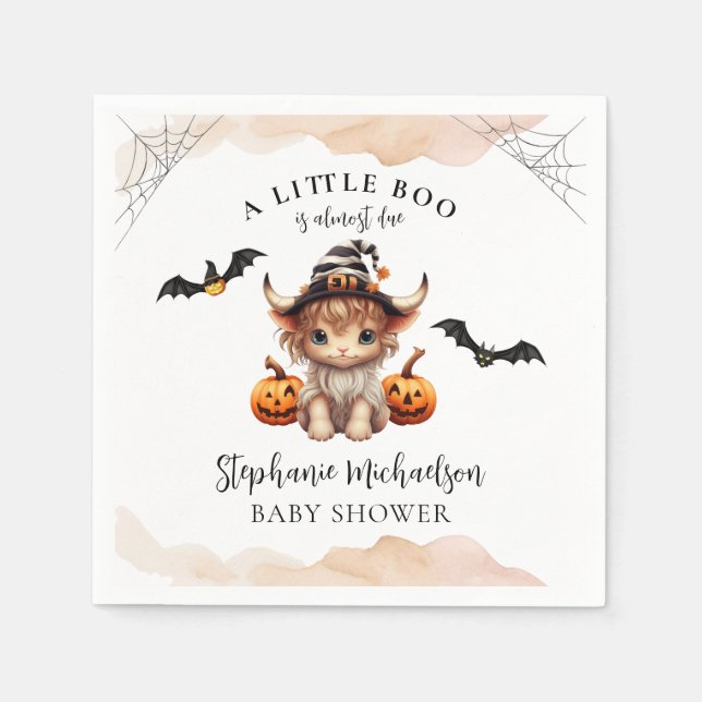 Halloween Cow Little Boo Baby Shower Napkin (Front)