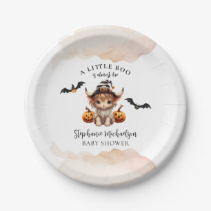 Halloween Cow Little Boo Baby Shower Paper Plate