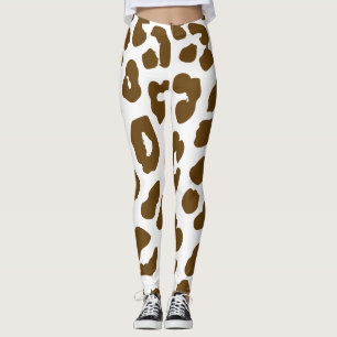 Halloween Cow Print Brown & White Leggings