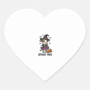 Halloween Cow Shirt Cute Witch Calf Engraving Art Heart Sticker