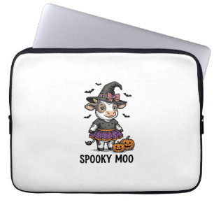 Halloween Cow Shirt Cute Witch Calf Engraving Art Laptop Sleeve